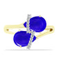 Goldplattierter Silberring mit blauem Achat und weißem Topas