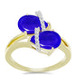 Goldplattierter Silberring mit blauem Achat und weißem Topas
