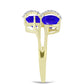 Goldplattierter Silberring mit blauem Achat und weißem Topas