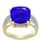Goldplattierter Silberring mit blauem Achat und weißem Topas