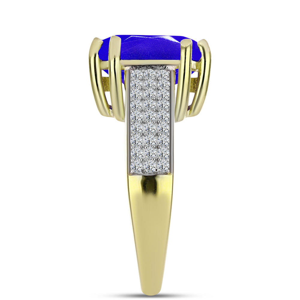 Goldplattierter Silberring mit blauem Achat und weißem Topas 4 