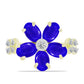 Goldplattierter Silberring mit blauem Achat und weißem Topas