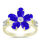 Goldplattierter Silberring mit blauem Achat und weißem Topas