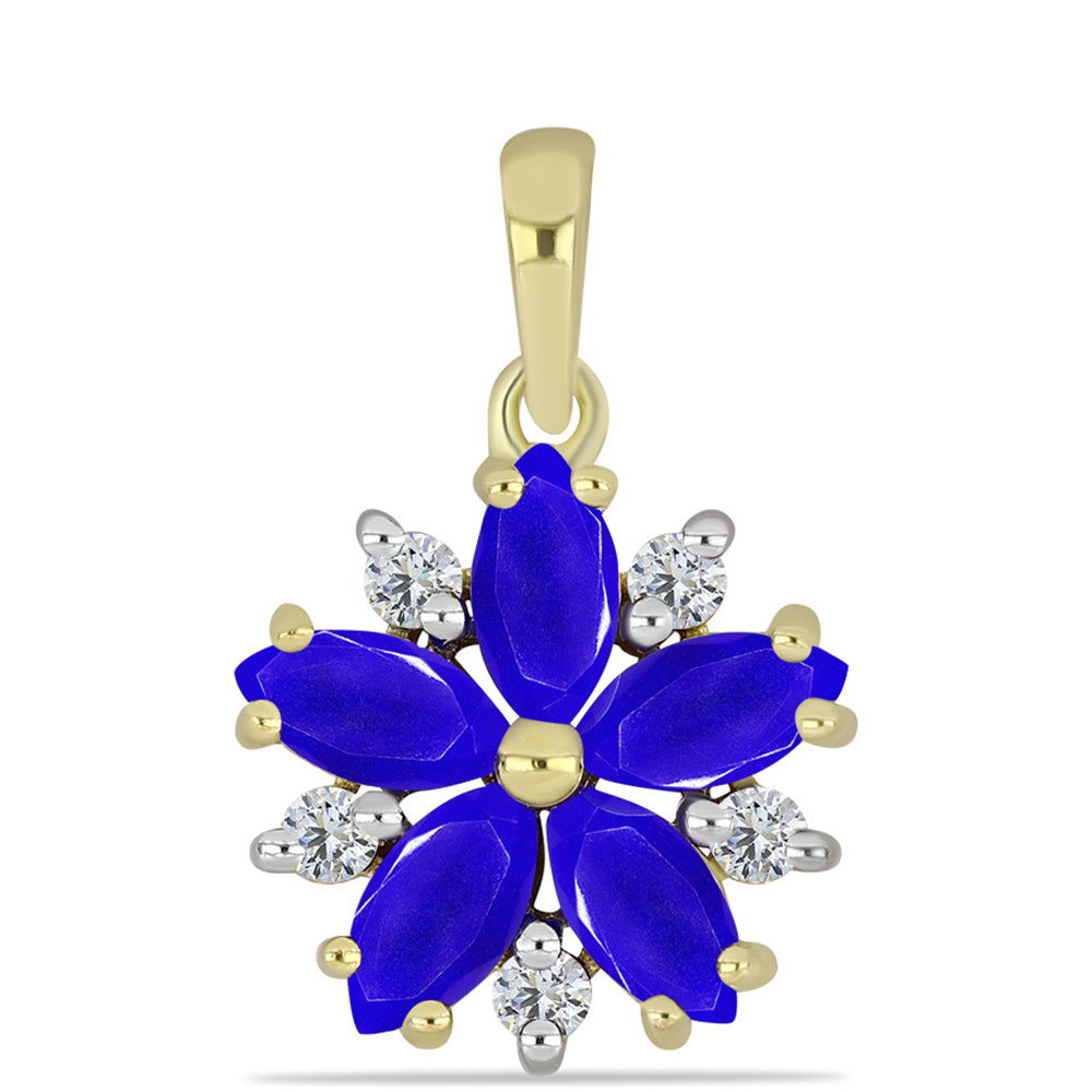 Goldplattierter Silberanhänger mit blauem Achat und weißem Topas