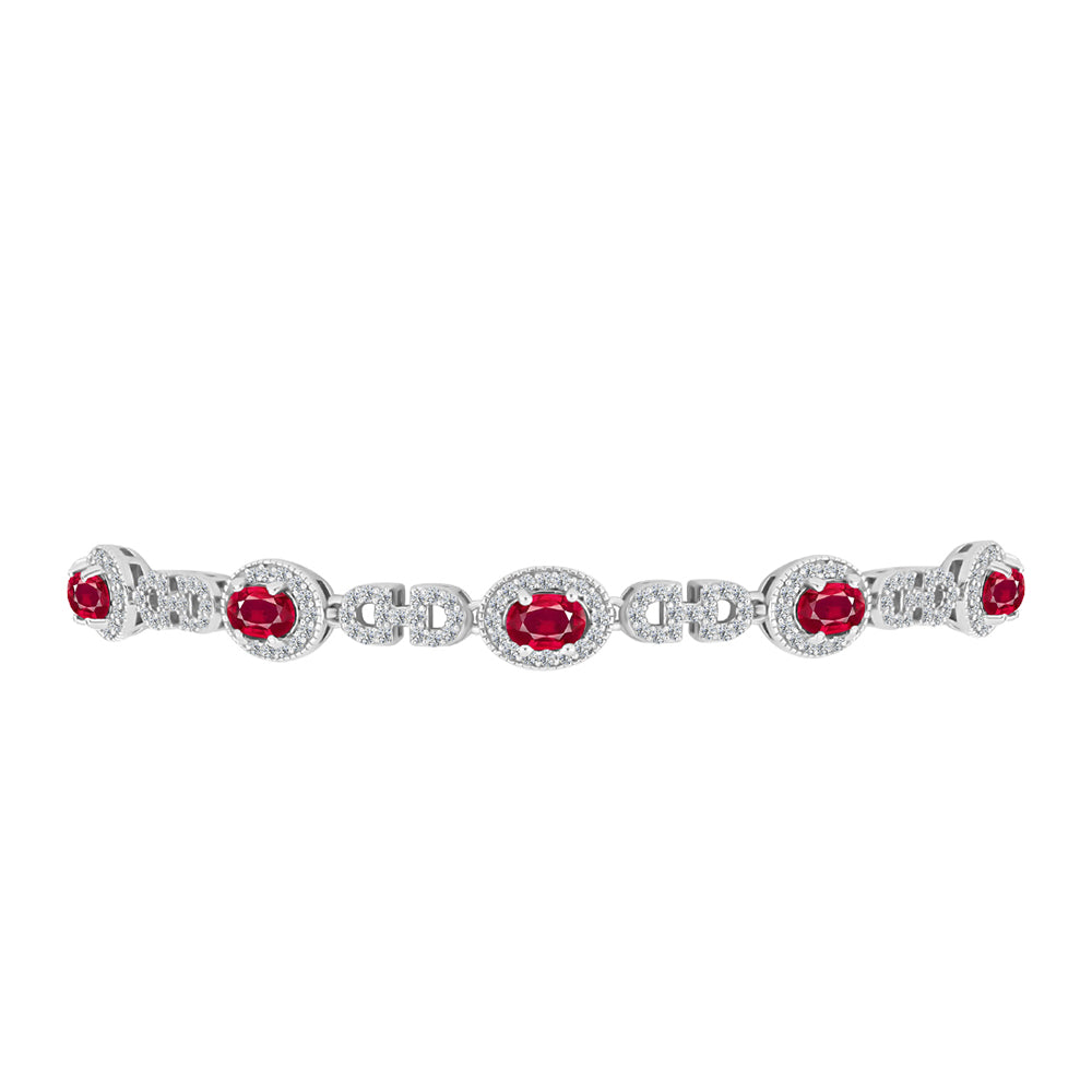 Silberarmband mit Rubin aus Madagaskar und weißem Topas