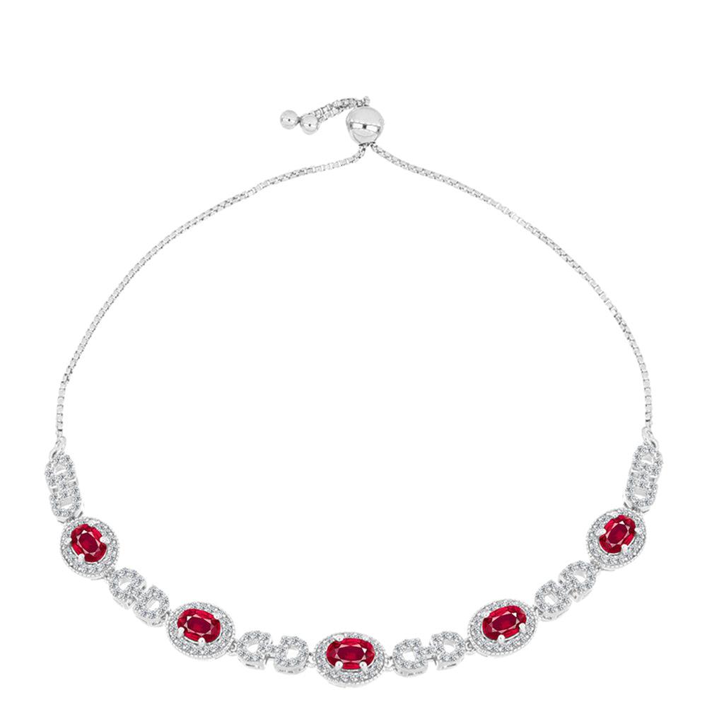 Silberarmband mit Rubin aus Madagaskar und weißem Topas