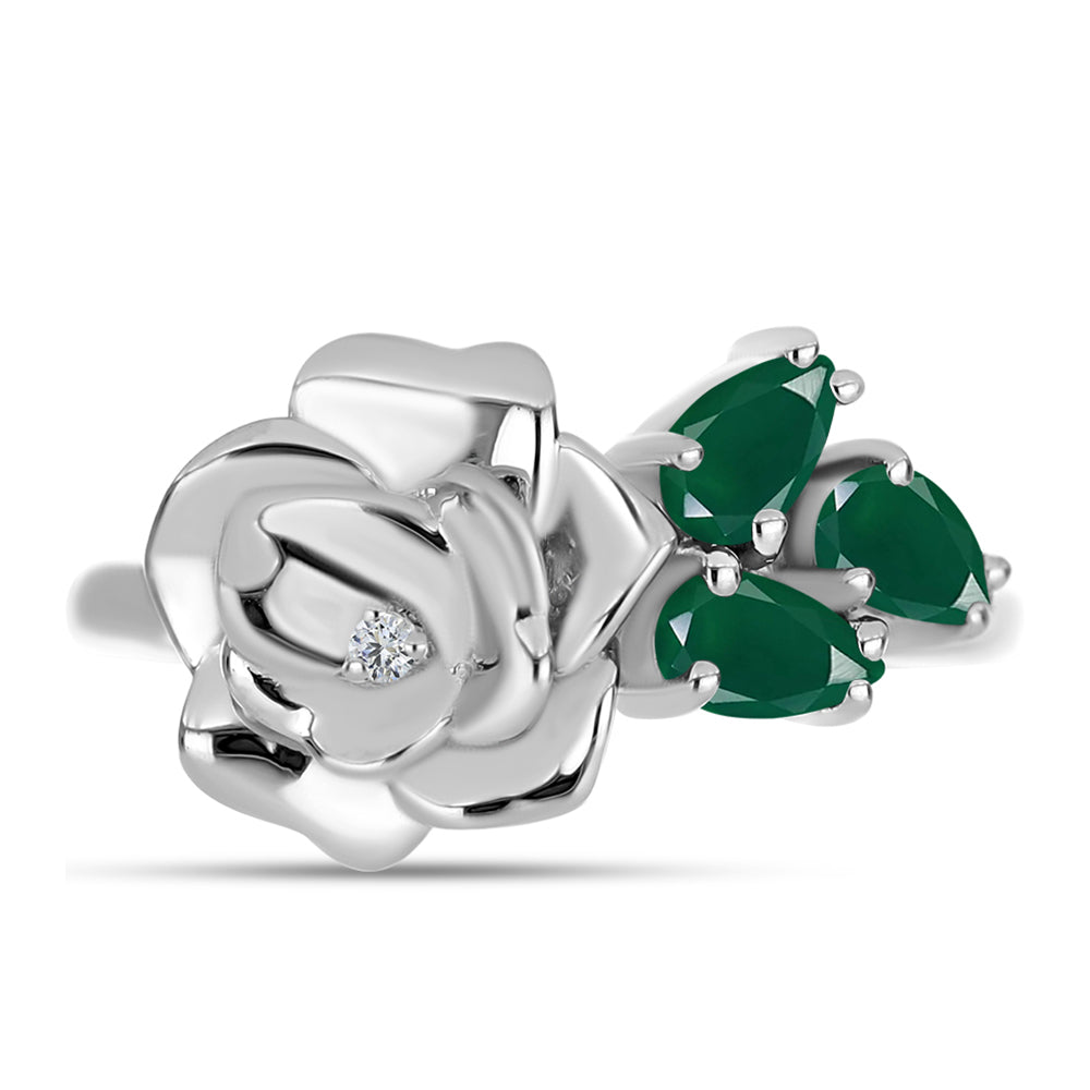 Silberring mit grünem Chalcedon und weißem Topas 1 