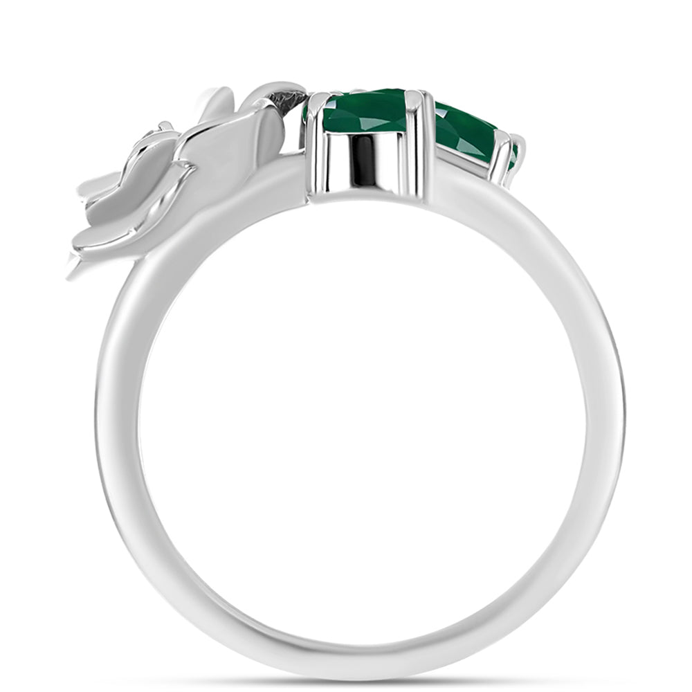 Silberring mit grünem Chalcedon und weißem Topas