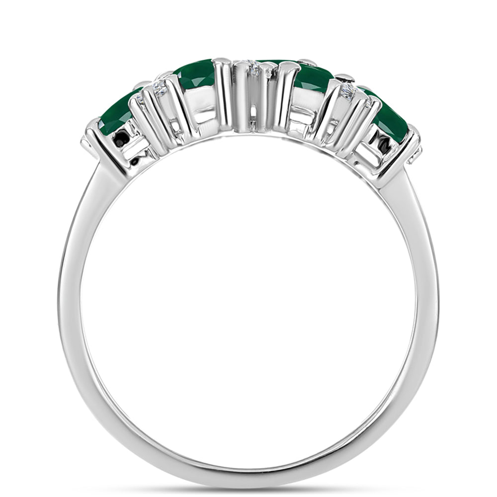 Silberring mit grünem Chalcedon und weißem Topas 2 
