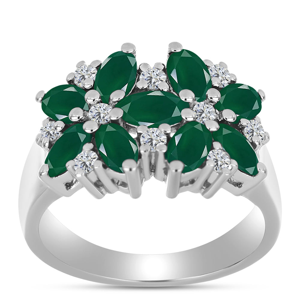Silberring mit grünem Chalcedon und weißem Topas 3 