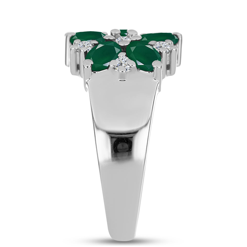 Silberring mit grünem Chalcedon und weißem Topas 4 