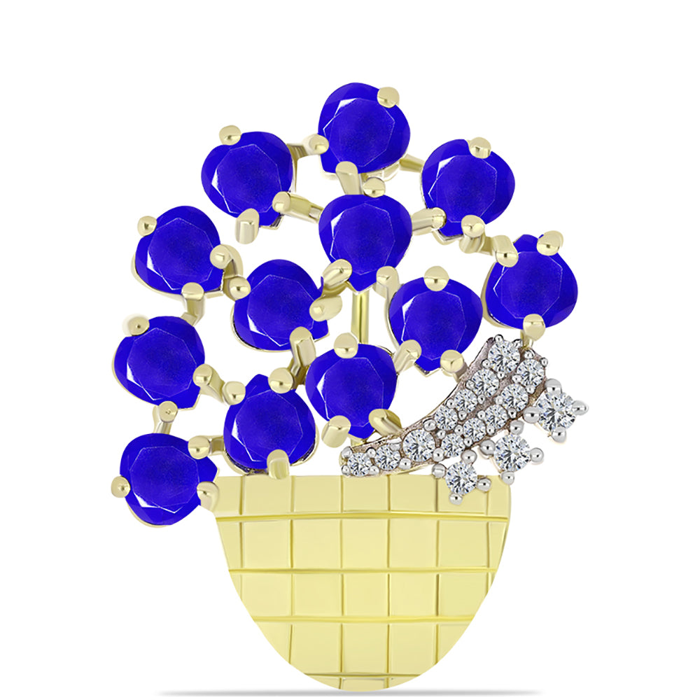 Goldplattierte Silber mit blauem Achat und weißem Topas 1 