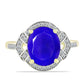 Goldplattierter Silberring mit blauem Achat und weißem Topas