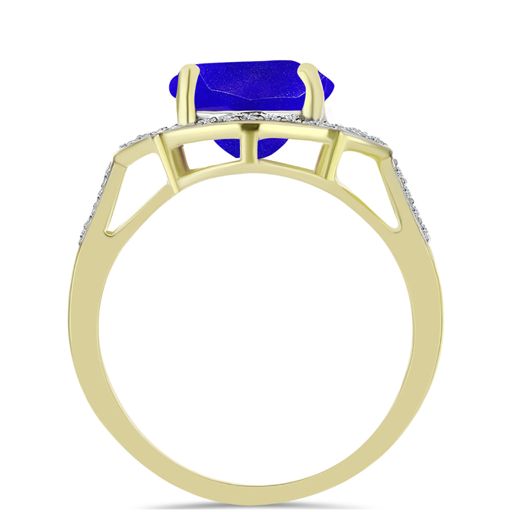 Goldplattierter Silberring mit blauem Achat und weißem Topas 2 