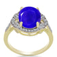 Goldplattierter Silberring mit blauem Achat und weißem Topas