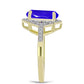 Goldplattierter Silberring mit blauem Achat und weißem Topas