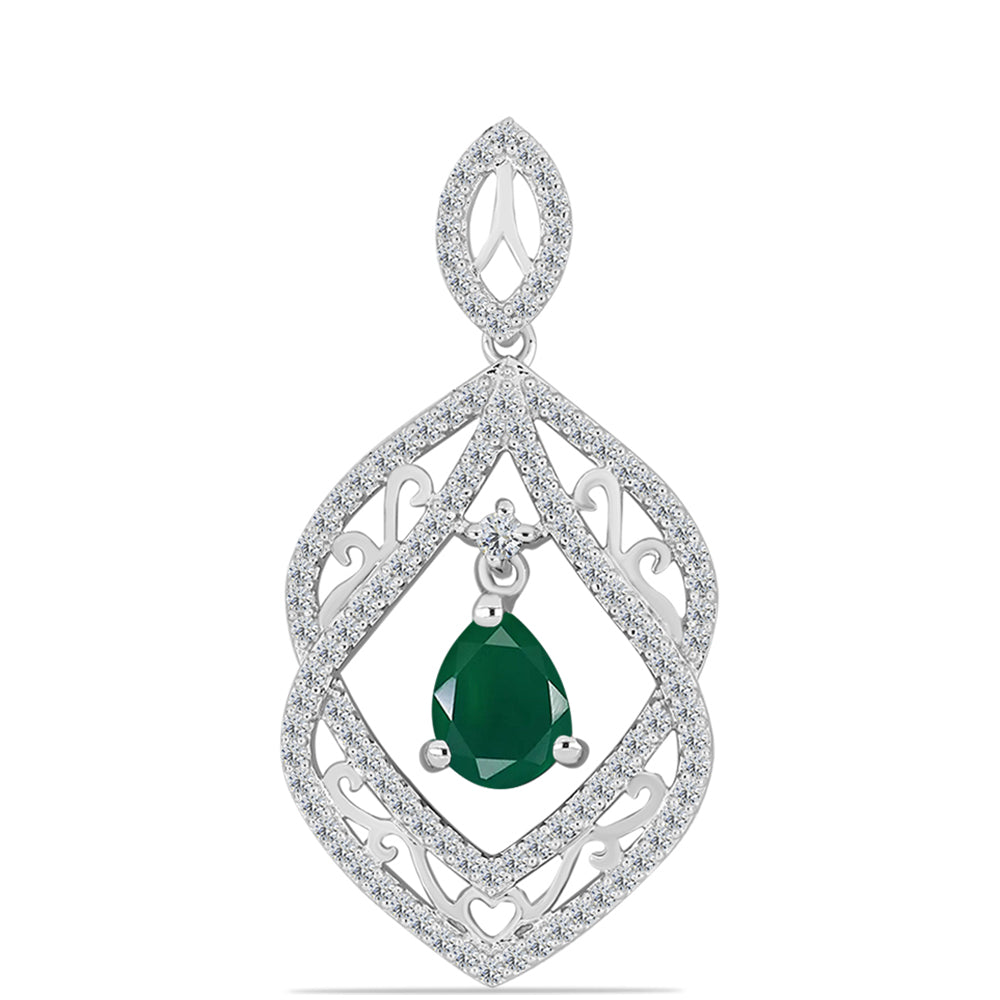 Silberanhänger mit grünem Chalcedon und weißem Topas 1 