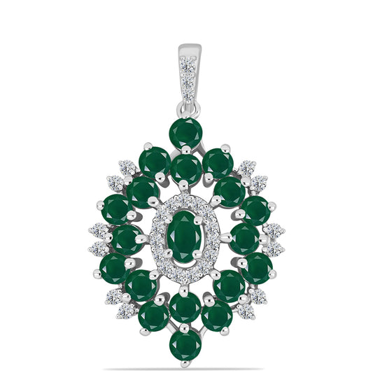 Silberanhänger mit grünem Chalcedon und weißem Topas