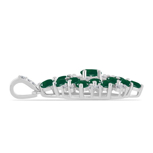 Silberanhänger mit grünem Chalcedon und weißem Topas