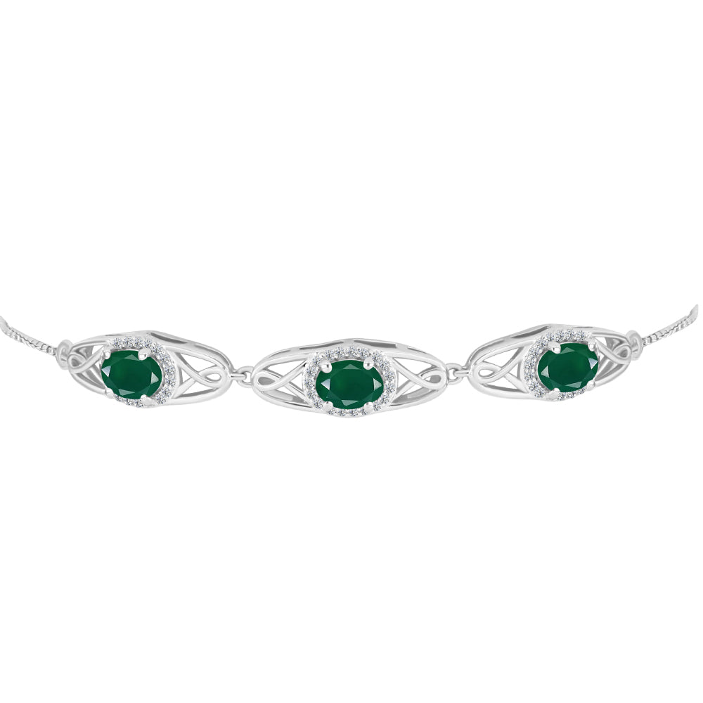 Silberarmband mit grünem Achat aus Spruce Pine und weißem Topas 2 