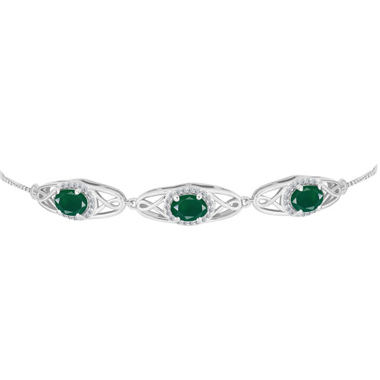 Silberarmband mit grünem Achat aus Spruce Pine und weißem Topas