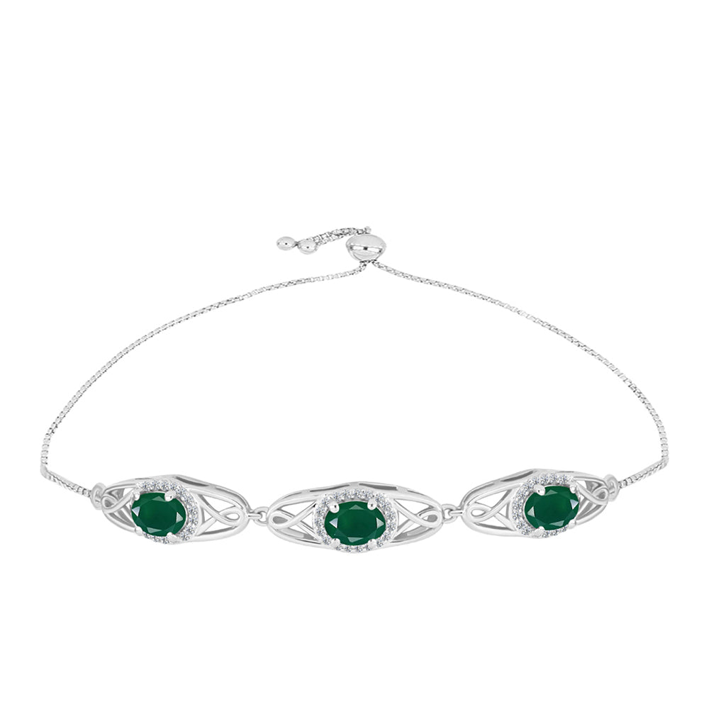 Silberarmband mit grünem Achat aus Spruce Pine und weißem Topas 1 