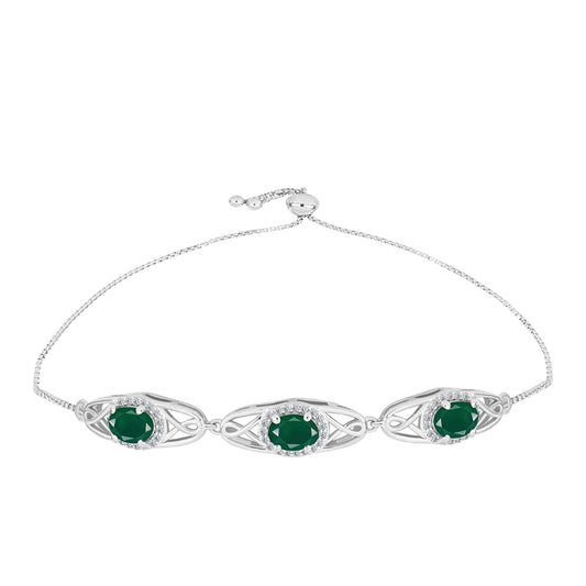 Silberarmband mit grünem Achat aus Spruce Pine und weißem Topas