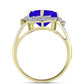Goldplattierter Silberring mit blauem Achat und weißem Topas
