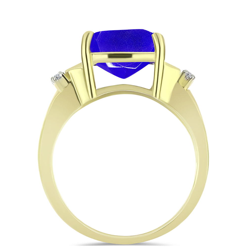 Goldplattierter Silberring mit blauem Achat und weißem Topas