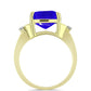 Goldplattierter Silberring mit blauem Achat und weißem Topas