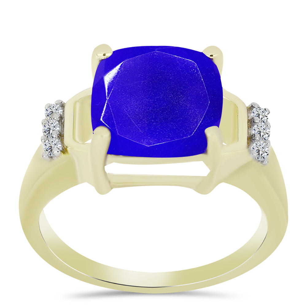 Goldplattierter Silberring mit blauem Achat und weißem Topas 3 