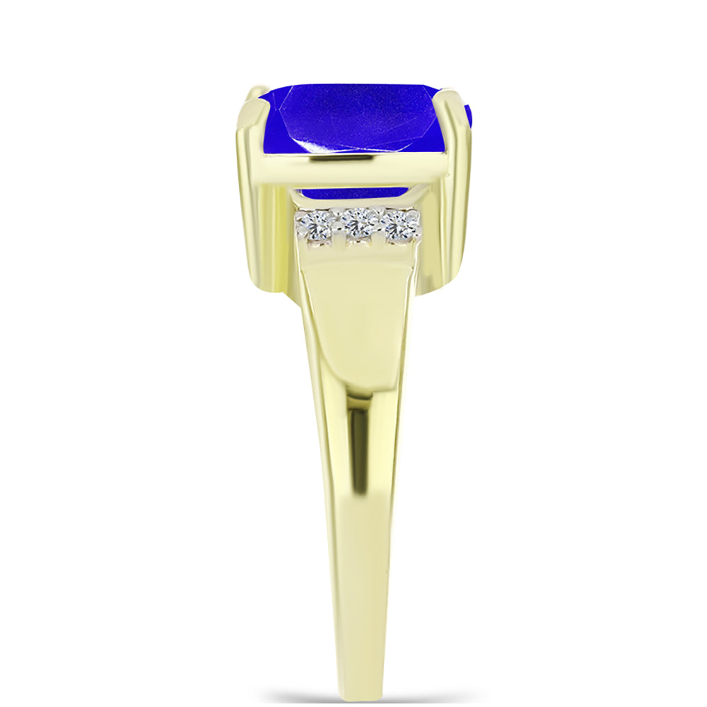 Goldplattierter Silberring mit blauem Achat und weißem Topas 4 