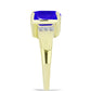 Goldplattierter Silberring mit blauem Achat und weißem Topas