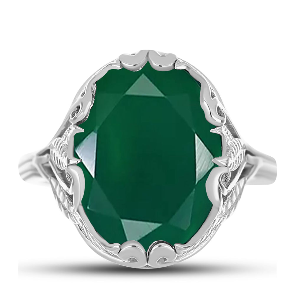 Silberring mit grünem Chalcedon 1 