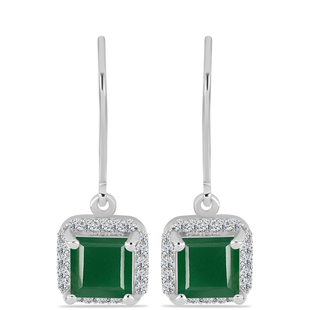 Silberohrringe mit grünem Chalcedon und weißem Topas 1 
