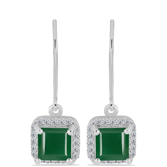 Silberohrringe mit grünem Chalcedon und weißem Topas