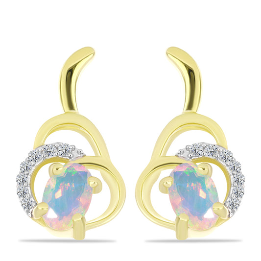 Goldplattierte Silberohrringe mit Welo-Opal und weißem Topas