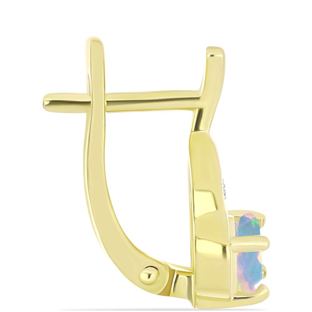 Goldplattierte Silberohrringe mit Welo-Opal und weißem Topas 2 