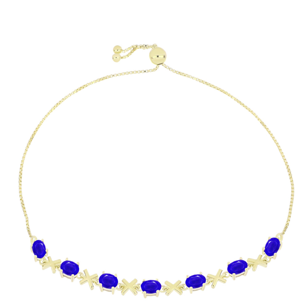 Goldplattiertes Silberarmband mit blauem Achat