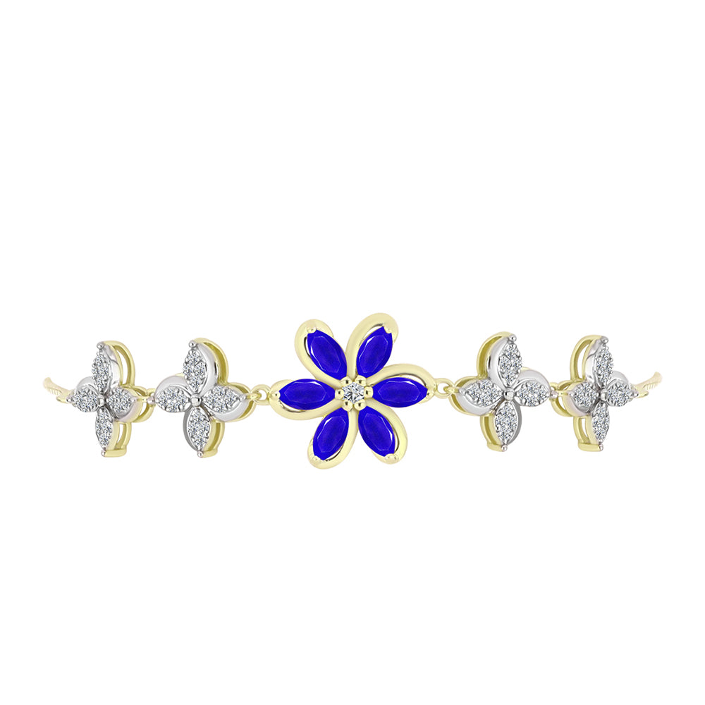 Goldplattiertes Silberarmband mit blauem Achat und weißem Topas
