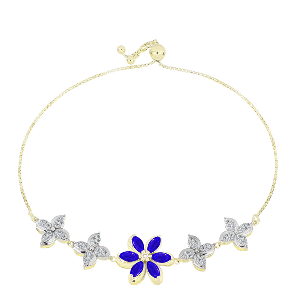 Goldplattiertes Silberarmband mit blauem Achat und weißem Topas 1 