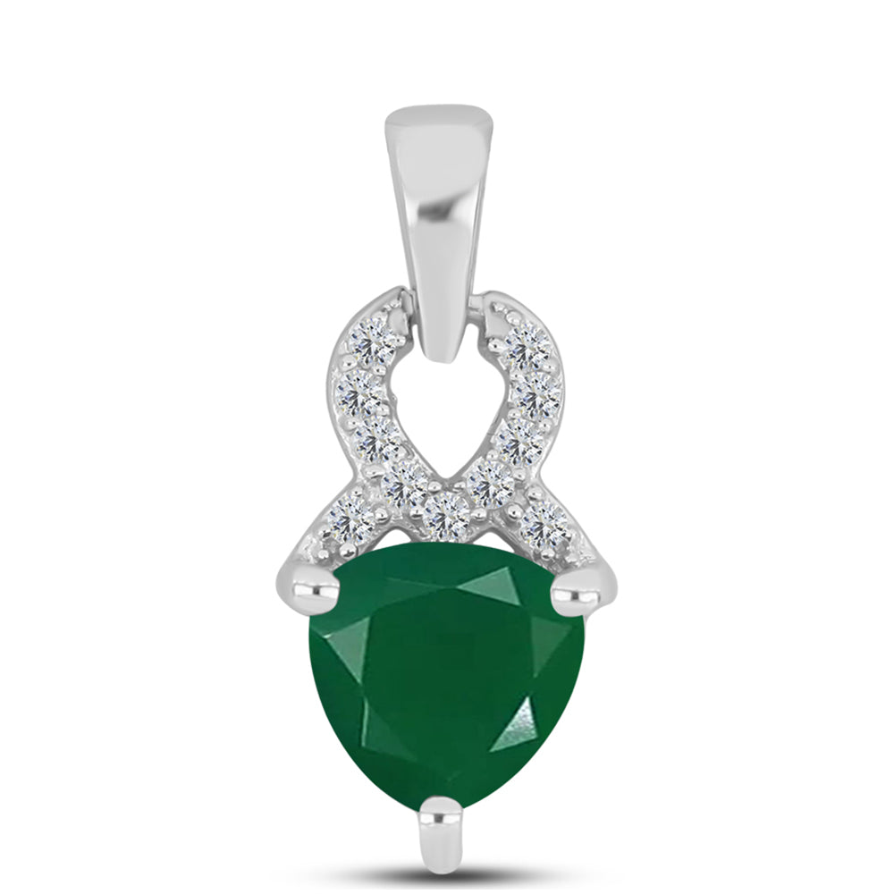Silberanhänger mit grünem Chalcedon und weißem Topas