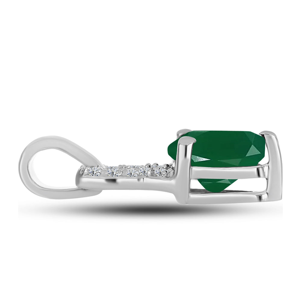 Silberanhänger mit grünem Chalcedon und weißem Topas 2 