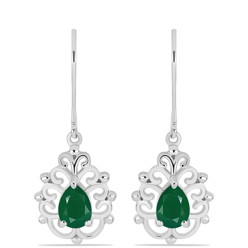 Silberohrringe mit grünem Chalcedon 1 