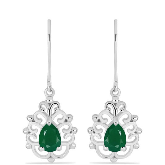 Silberohrringe mit grünem Chalcedon