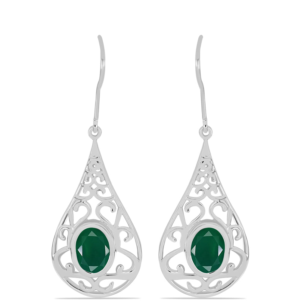 Silberohrringe mit grünem Chalcedon
