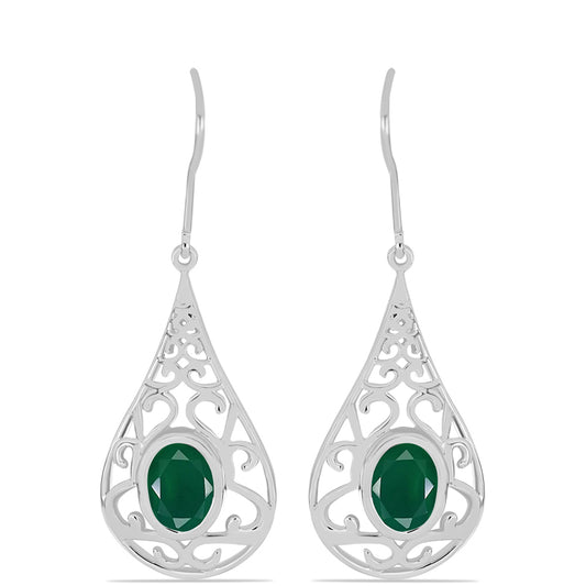 Silberohrringe mit grünem Chalcedon