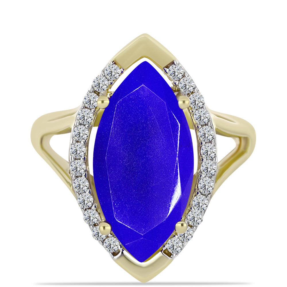 Goldplattierter Silberring mit blauem Achat und weißem Topas 1 