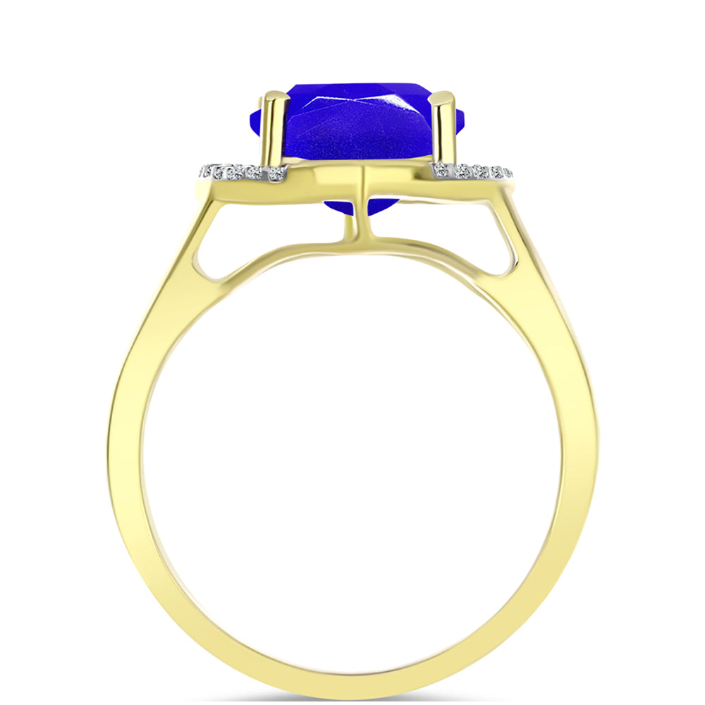 Goldplattierter Silberring mit blauem Achat und weißem Topas 2 