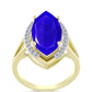 Goldplattierter Silberring mit blauem Achat und weißem Topas